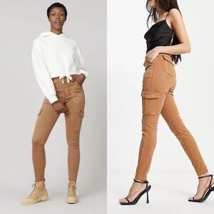 Spanx Stretch Twill Ankle Cargo Pants In Honey Glow Size Medium Petite $128 NWT